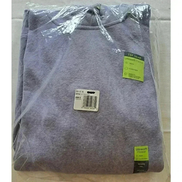 Tek Gear Mens 2XL Hoodie Purple Ultrasoft Fleece Solid Pullover Sweatshirt NWT - Picture 3 of 3